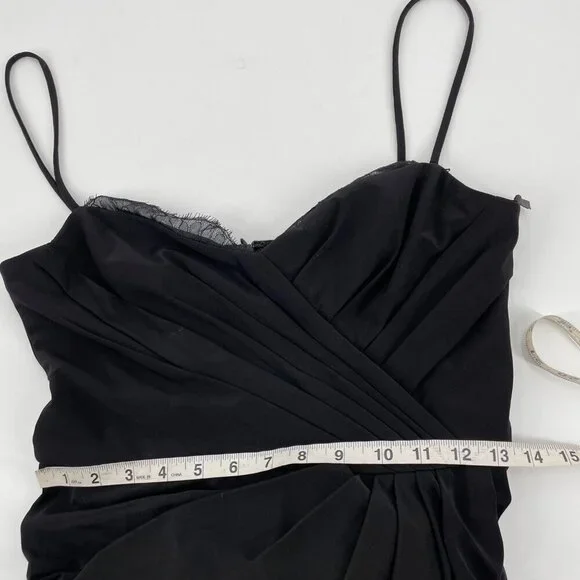 NWT Vera Wang Black Lace Trim Draped Whimsigoth Maxi Dress Womens Size 8 Classic - Picture 8 of 10